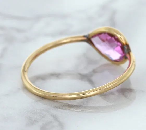 1.09ct. Pear Pink Sapphire Ring in 14K Rose Gold