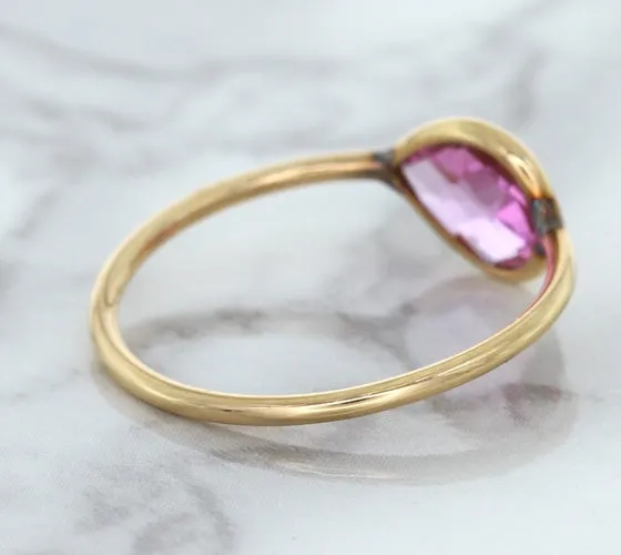 1.09ct. Pear Pink Sapphire Ring in 14K Rose Gold