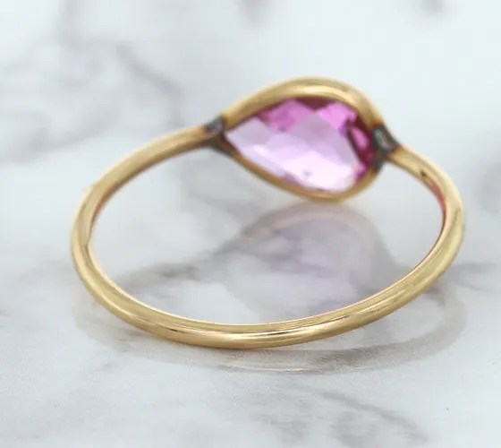 1.09ct. Pear Pink Sapphire Ring in 14K Rose Gold