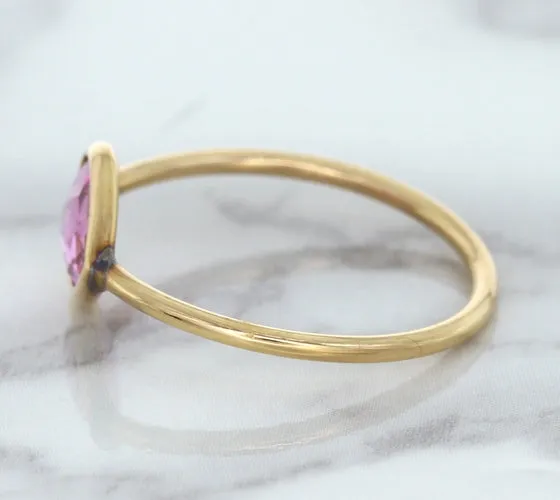 1.09ct. Pear Pink Sapphire Ring in 14K Rose Gold
