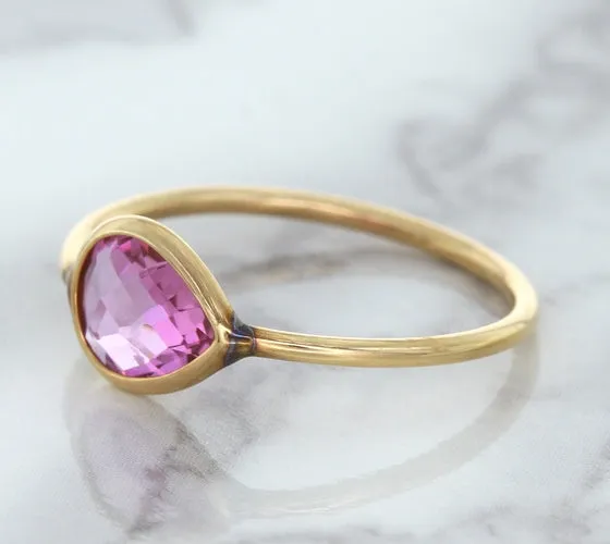 1.09ct. Pear Pink Sapphire Ring in 14K Rose Gold