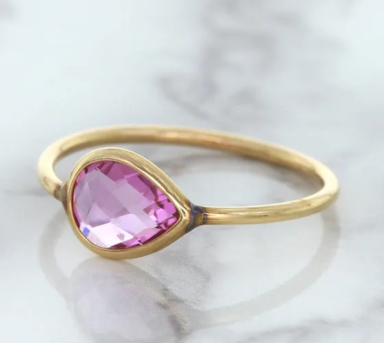 1.09ct. Pear Pink Sapphire Ring in 14K Rose Gold