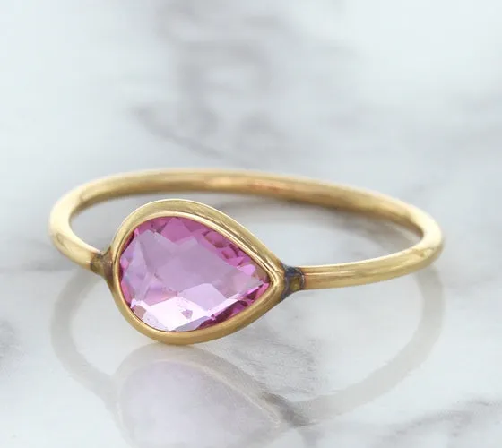1.09ct. Pear Pink Sapphire Ring in 14K Rose Gold