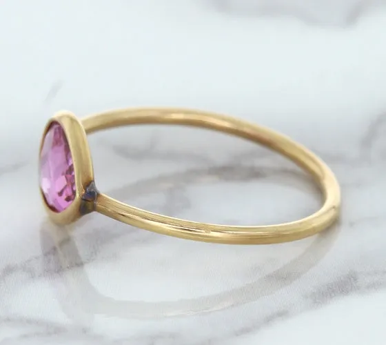 1.09ct. Pear Pink Sapphire Ring in 14K Rose Gold