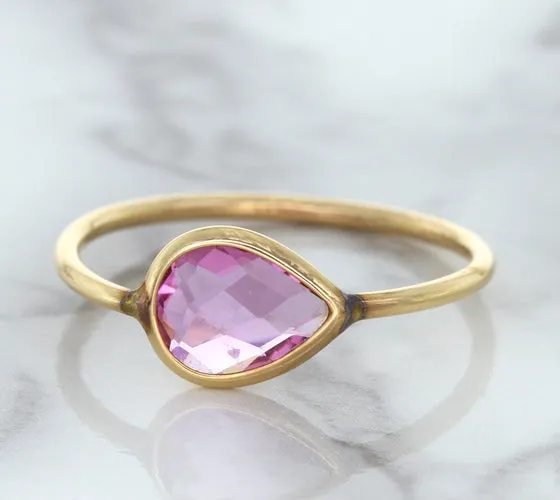 1.09ct. Pear Pink Sapphire Ring in 14K Rose Gold
