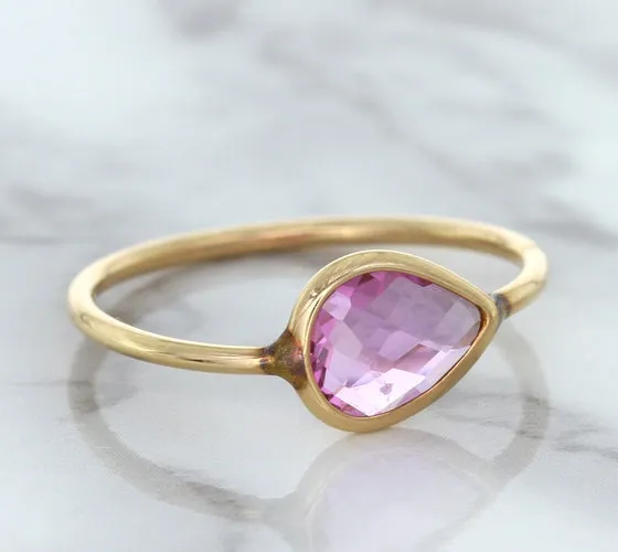 1.09ct. Pear Pink Sapphire Ring in 14K Rose Gold