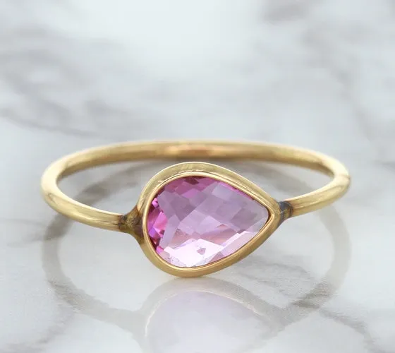 1.09ct. Pear Pink Sapphire Ring in 14K Rose Gold