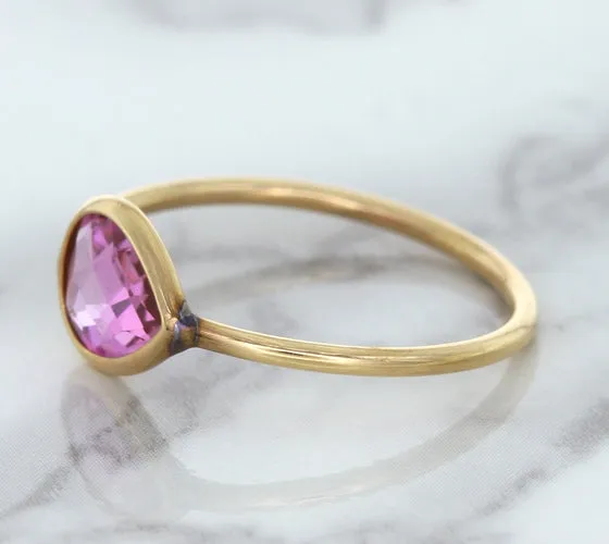 1.09ct. Pear Pink Sapphire Ring in 14K Rose Gold
