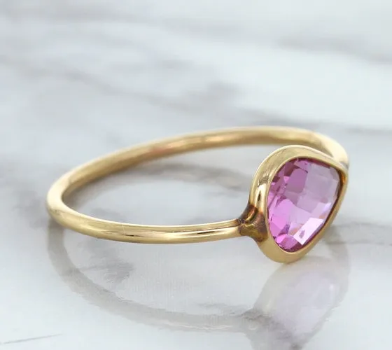 1.09ct. Pear Pink Sapphire Ring in 14K Rose Gold