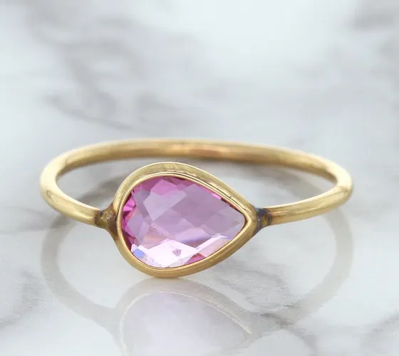 1.09ct. Pear Pink Sapphire Ring in 14K Rose Gold