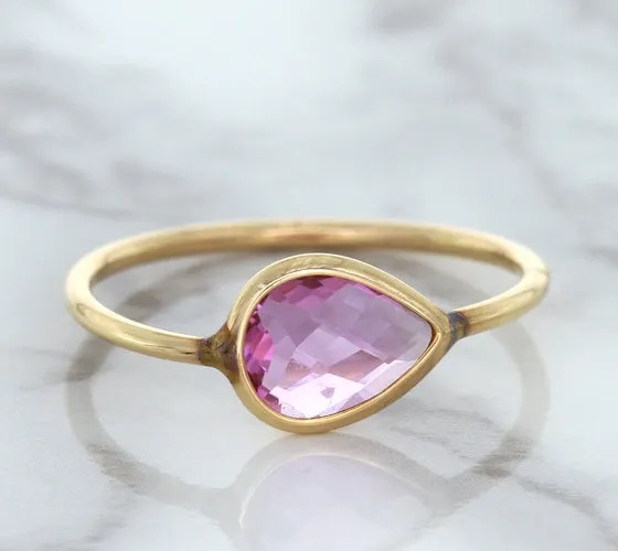 1.09ct. Pear Pink Sapphire Ring in 14K Rose Gold