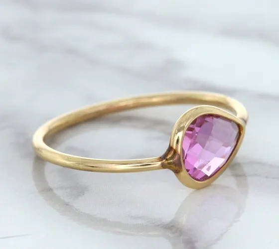 1.09ct. Pear Pink Sapphire Ring in 14K Rose Gold