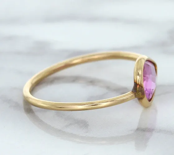 1.09ct. Pear Pink Sapphire Ring in 14K Rose Gold