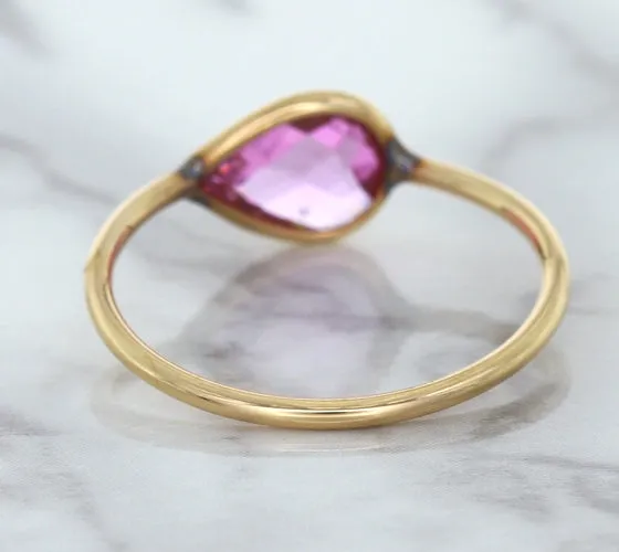 1.09ct. Pear Pink Sapphire Ring in 14K Rose Gold