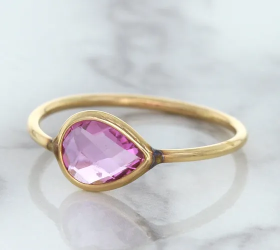 1.09ct. Pear Pink Sapphire Ring in 14K Rose Gold