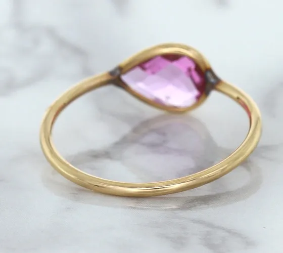 1.09ct. Pear Pink Sapphire Ring in 14K Rose Gold