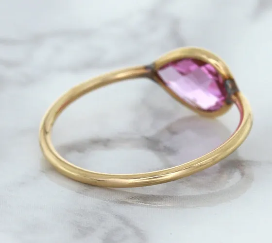 1.09ct. Pear Pink Sapphire Ring in 14K Rose Gold