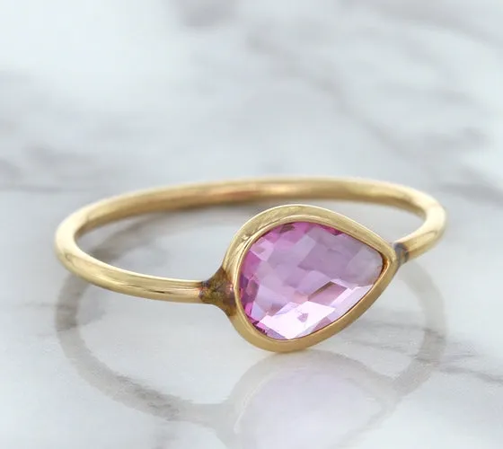 1.09ct. Pear Pink Sapphire Ring in 14K Rose Gold