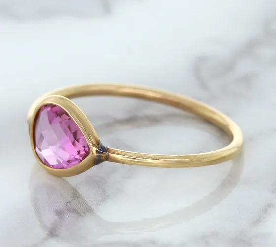 1.09ct. Pear Pink Sapphire Ring in 14K Rose Gold