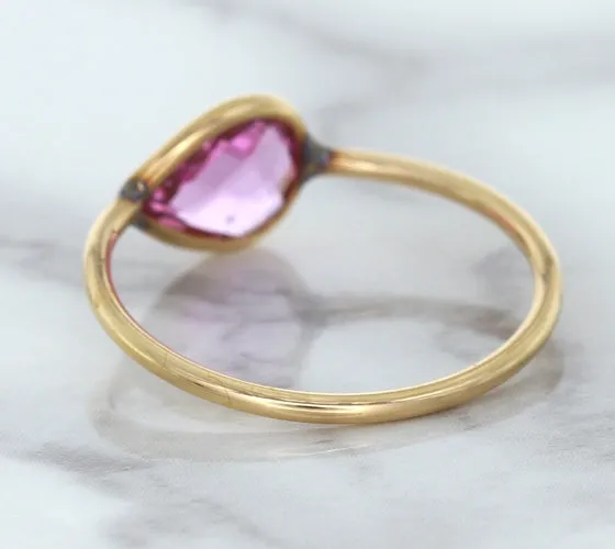 1.09ct. Pear Pink Sapphire Ring in 14K Rose Gold