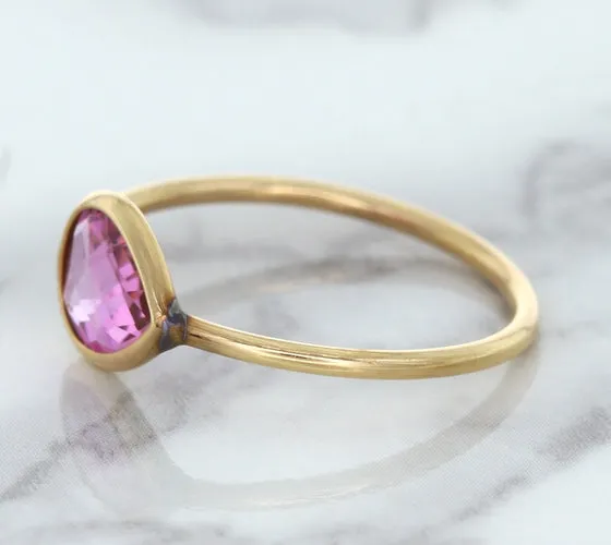 1.09ct. Pear Pink Sapphire Ring in 14K Rose Gold