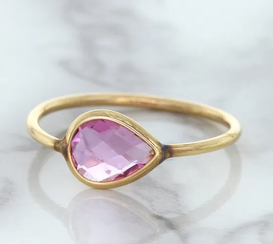 1.09ct. Pear Pink Sapphire Ring in 14K Rose Gold