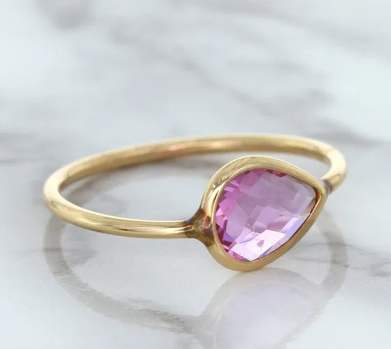1.09ct. Pear Pink Sapphire Ring in 14K Rose Gold