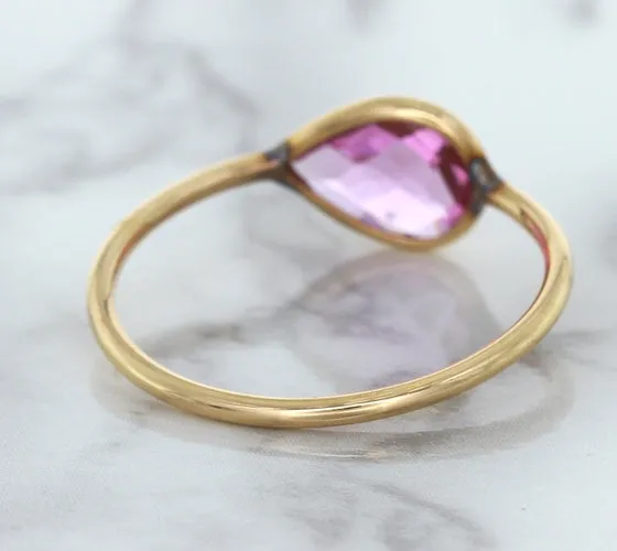 1.09ct. Pear Pink Sapphire Ring in 14K Rose Gold