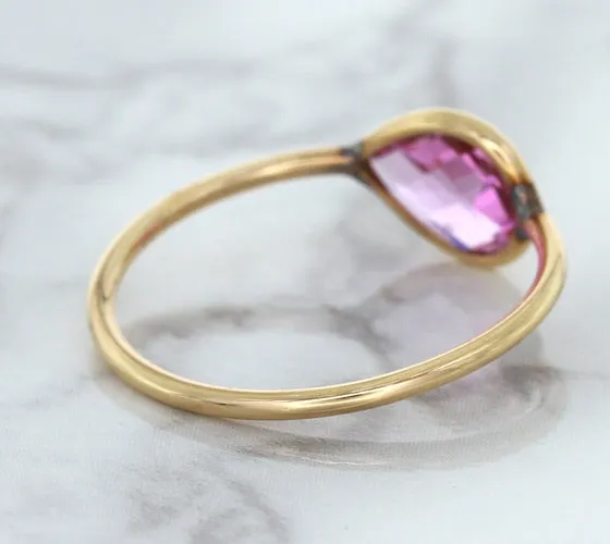 1.09ct. Pear Pink Sapphire Ring in 14K Rose Gold