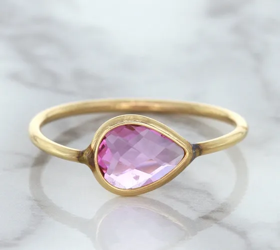 1.09ct. Pear Pink Sapphire Ring in 14K Rose Gold