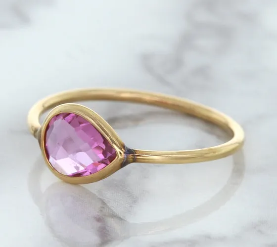 1.09ct. Pear Pink Sapphire Ring in 14K Rose Gold
