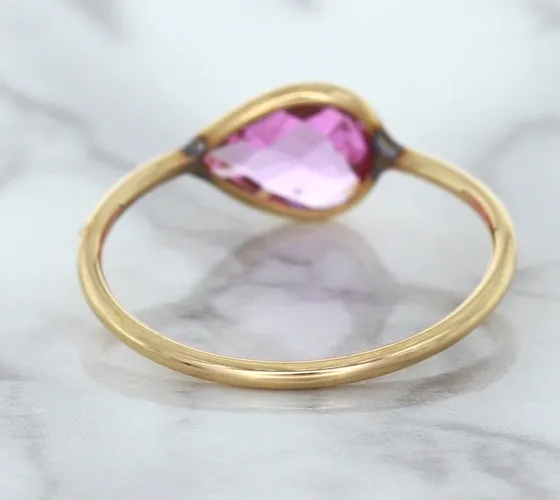 1.09ct. Pear Pink Sapphire Ring in 14K Rose Gold