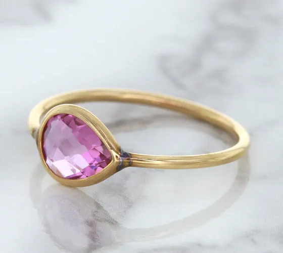 1.09ct. Pear Pink Sapphire Ring in 14K Rose Gold