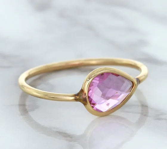 1.09ct. Pear Pink Sapphire Ring in 14K Rose Gold
