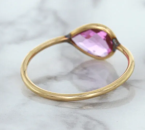 1.09ct. Pear Pink Sapphire Ring in 14K Rose Gold