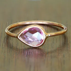 1.09ct. Pear Pink Sapphire Ring in 14K Rose Gold