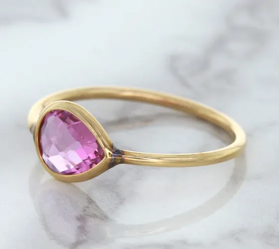 1.09ct. Pear Pink Sapphire Ring in 14K Rose Gold