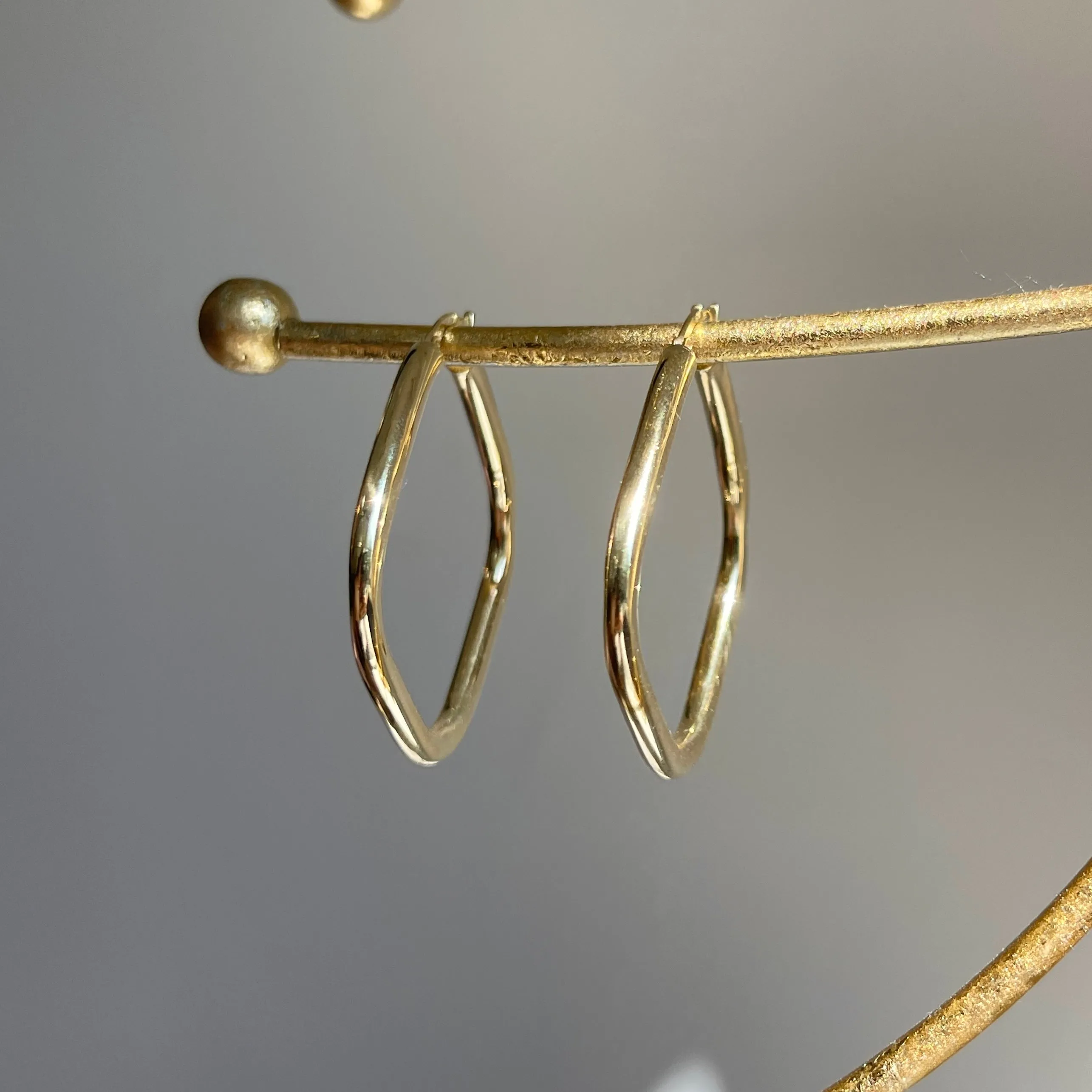 10KT Yellow Gold Squared Tube Hoop Earrings 42mm