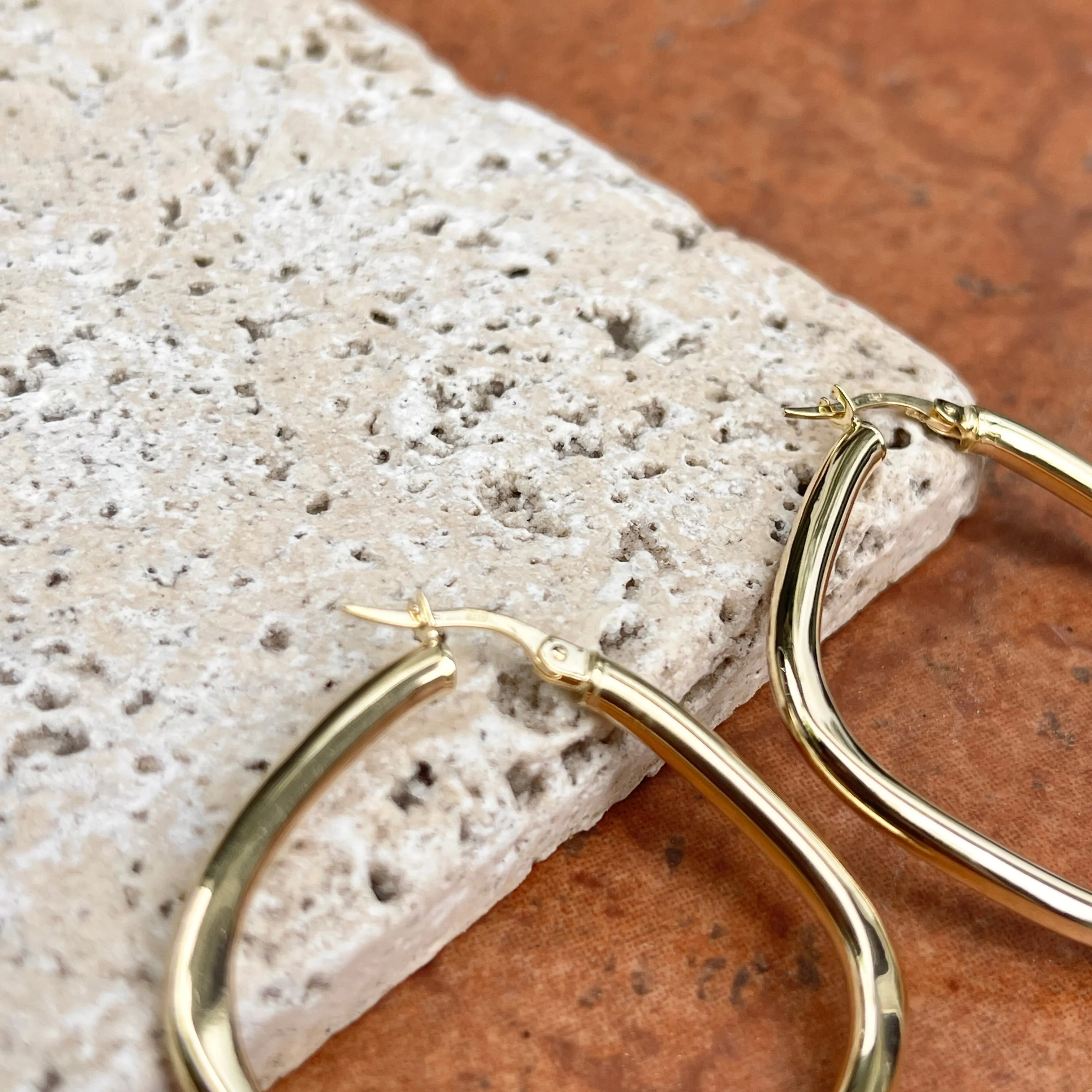 10KT Yellow Gold Squared Tube Hoop Earrings 42mm