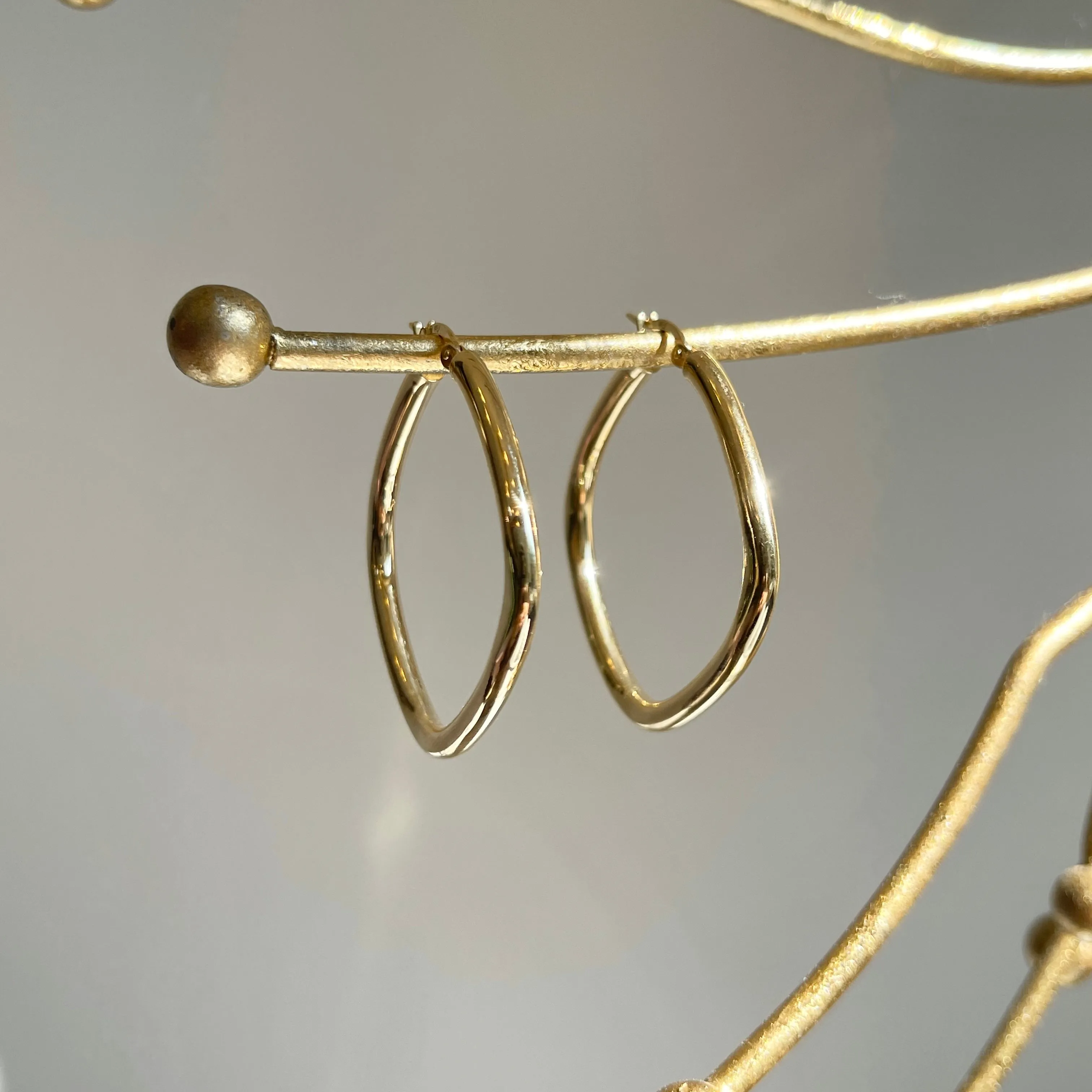 10KT Yellow Gold Squared Tube Hoop Earrings 42mm