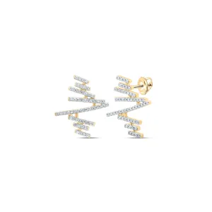 10kt Yellow Gold Womens Round  Abstract Bar Earrings 1/3 Cttw