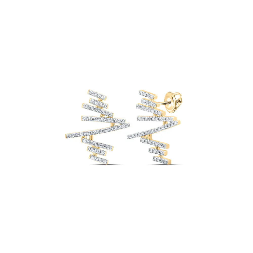 10kt Yellow Gold Womens Round  Abstract Bar Earrings 1/3 Cttw