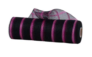 10" Vertical Wide Stripe Mesh: Black, Hot Pink (10 Yards) RE8903JX
