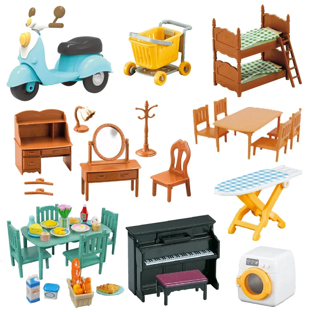 1:12 Miniature Furniture, Forest, Family Kitchen Toys, Dining Table Dollhouse Accessories Bathroom Pretend Play Toys Gifts For Kids
