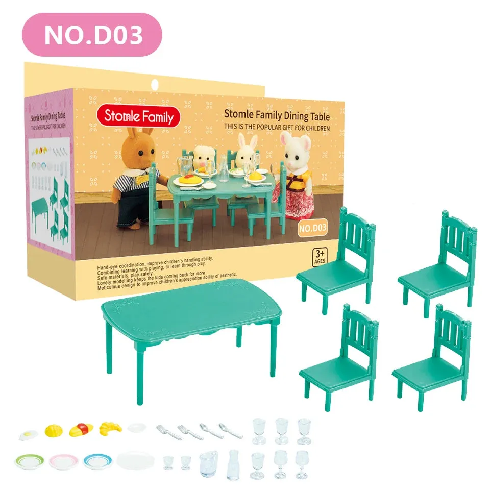 1:12 Miniature Furniture, Forest, Family Kitchen Toys, Dining Table Dollhouse Accessories Bathroom Pretend Play Toys Gifts For Kids