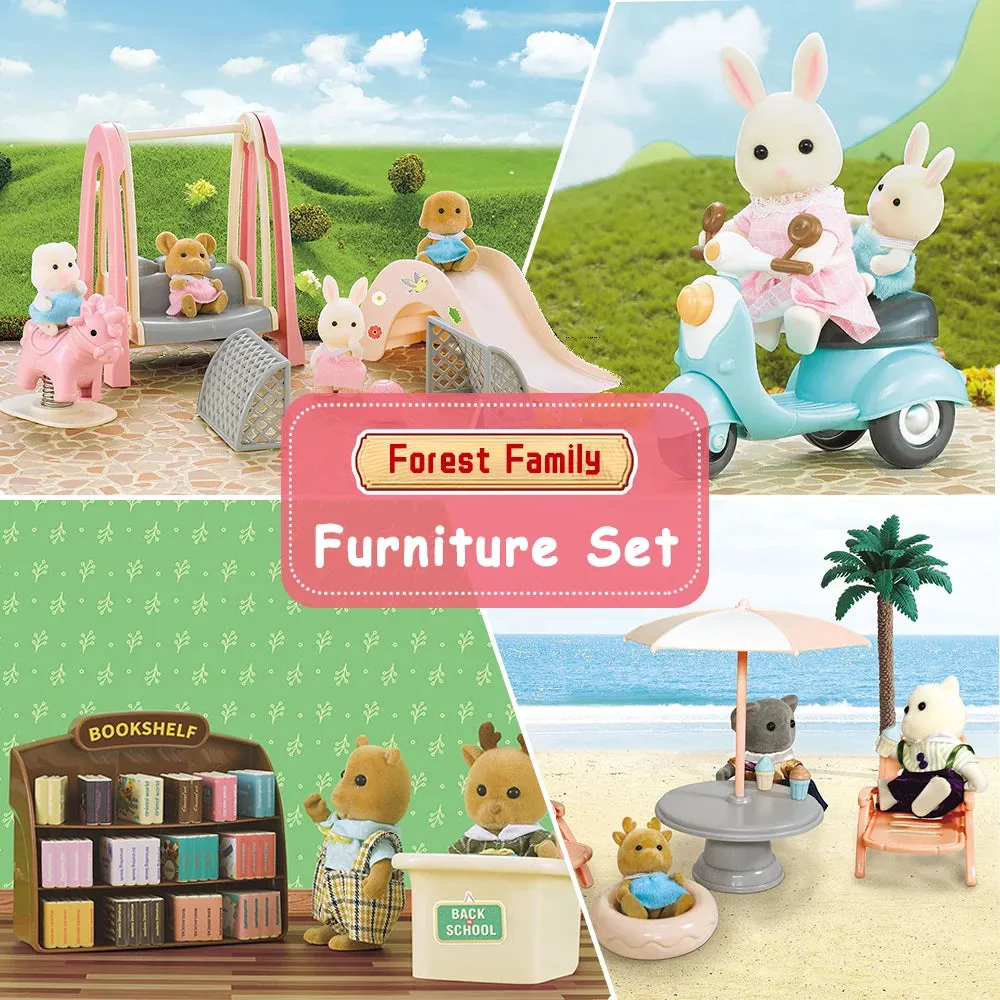 1:12 Miniature Furniture, Forest, Family Kitchen Toys, Dining Table Dollhouse Accessories Bathroom Pretend Play Toys Gifts For Kids
