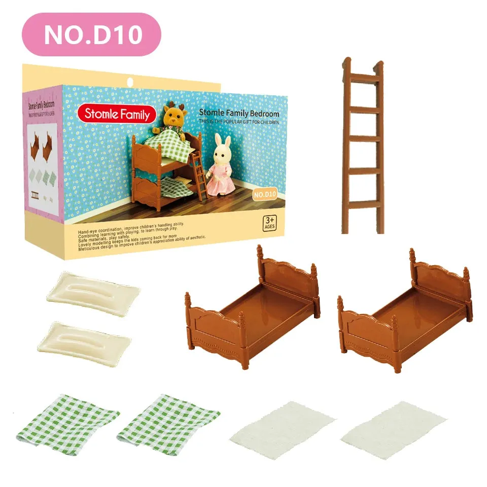 1:12 Miniature Furniture, Forest, Family Kitchen Toys, Dining Table Dollhouse Accessories Bathroom Pretend Play Toys Gifts For Kids