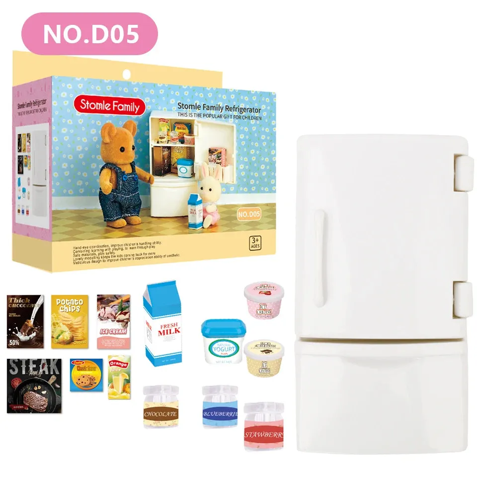 1:12 Miniature Furniture, Forest, Family Kitchen Toys, Dining Table Dollhouse Accessories Bathroom Pretend Play Toys Gifts For Kids