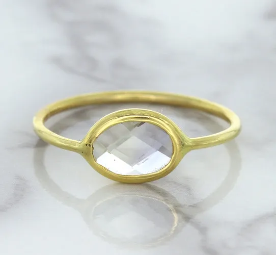1.33ct. Oval White Sapphire Ring in 14K Yellow Gold