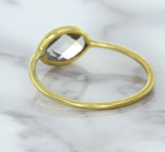1.33ct. Oval White Sapphire Ring in 14K Yellow Gold